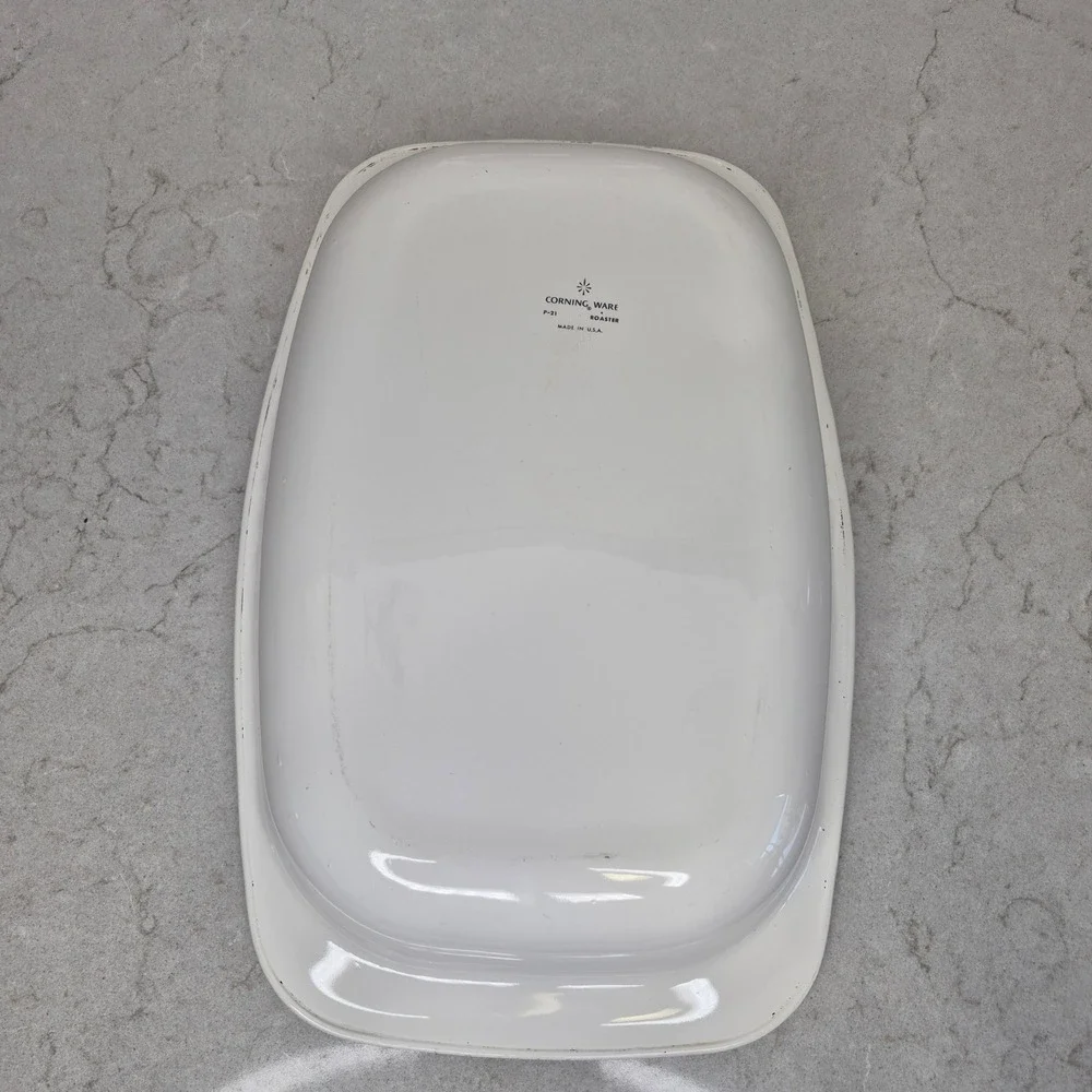 Corning Ware Roaster Pan Cornflower Blue P-21 White
